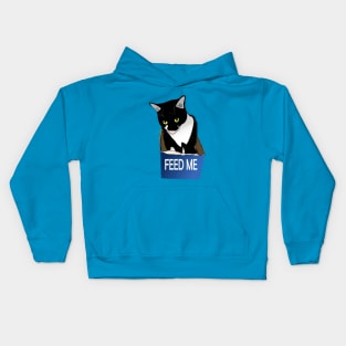 Cute Tuxedo Cat Hungry Cat in a Box  Copyright by TeAnne Kids Hoodie